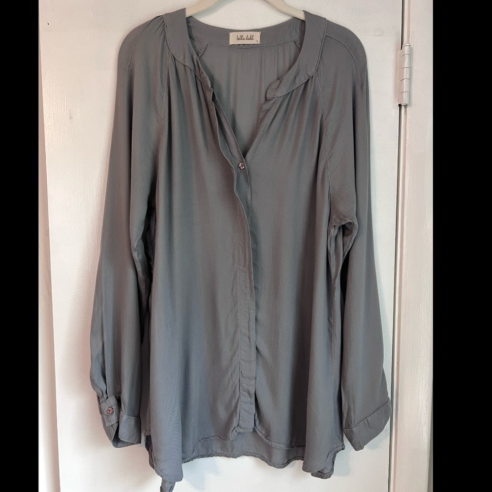 Bella Dahl Mandarin Collar Button-Up Blouse size Large